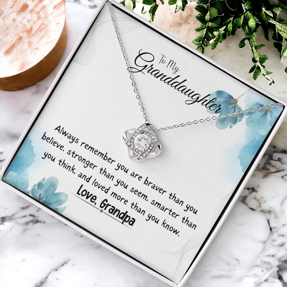 To My Granddaughter Necklace From Grandpa Love Knot Necklace for Girls