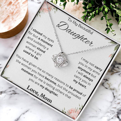 To My Daughter Love Knot Necklace – I Closed My Eyes — product thumbnail 4