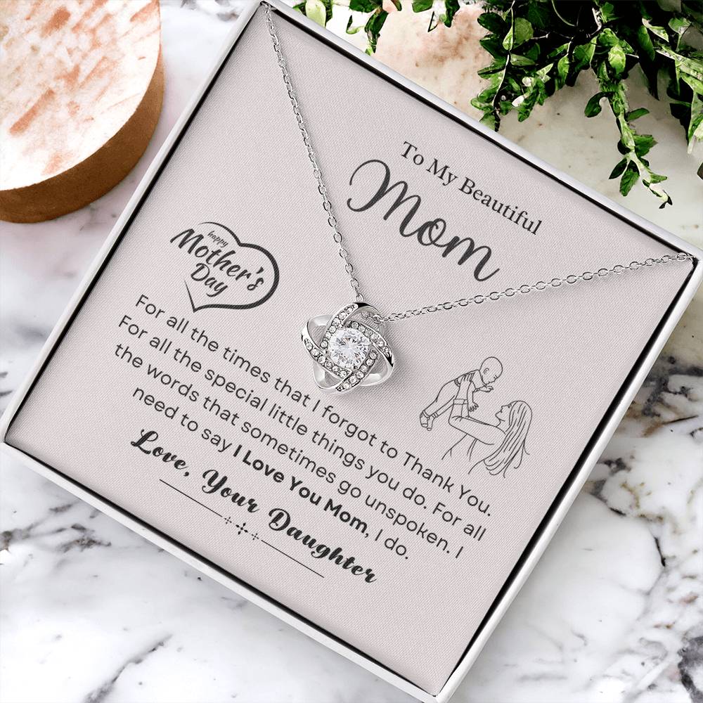 To My Mom Love Knot Necklace – Thank You Gift from Daughter