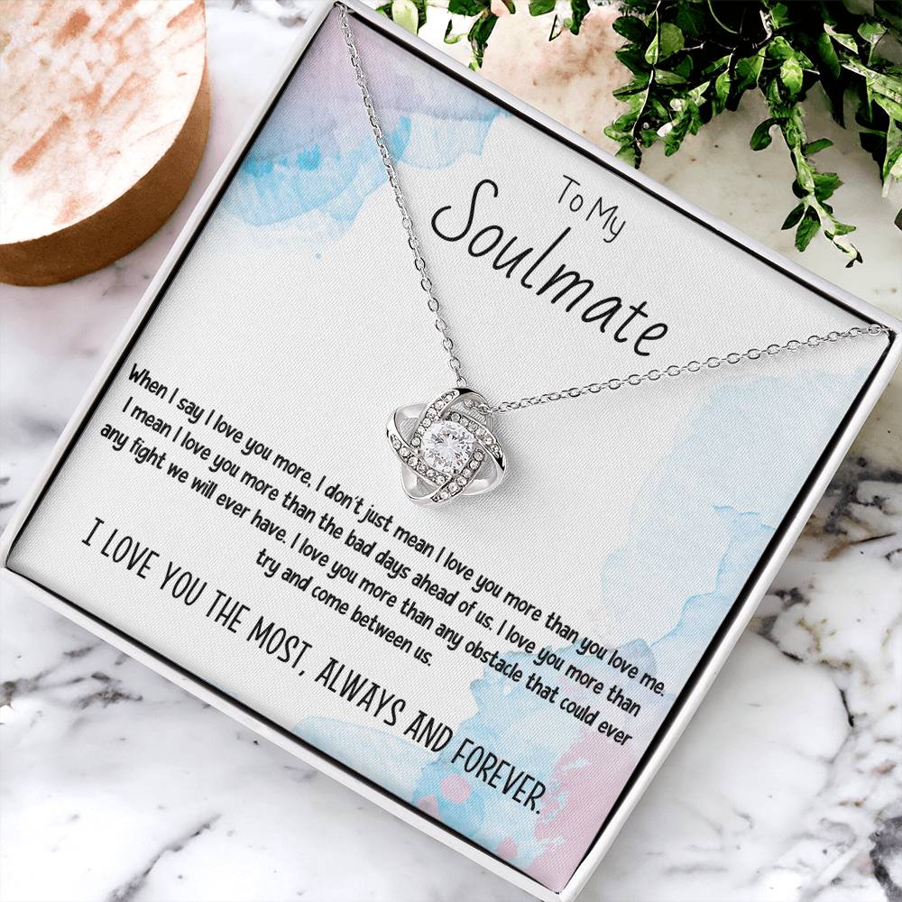 To My Soulmate Necklace for Women Gift From Husband Say I Love You The Most - My Soulmate Love Knot Necklace Gifts for Her Anniversary Future Wife Necklace Romantic Gifts For My Wife with Card & Box