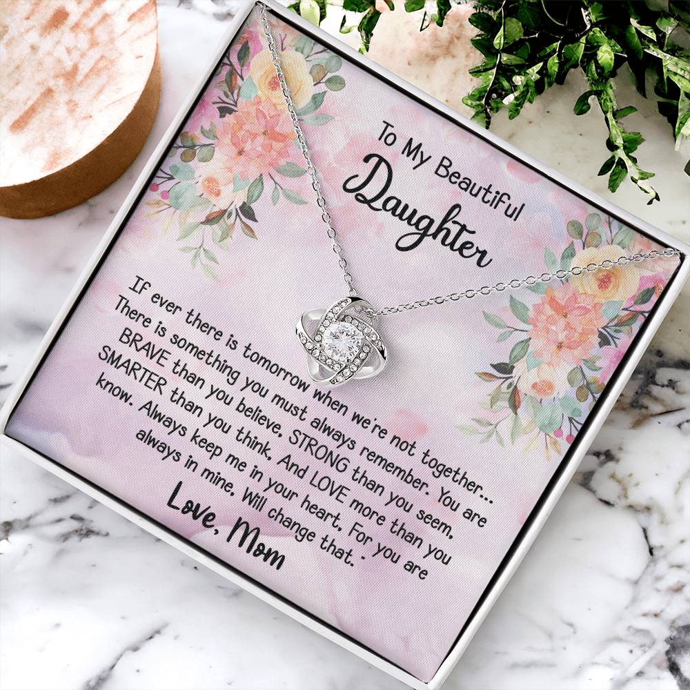 To My Daughter Love Knot Necklace Gift With Beautiful Message Card - B