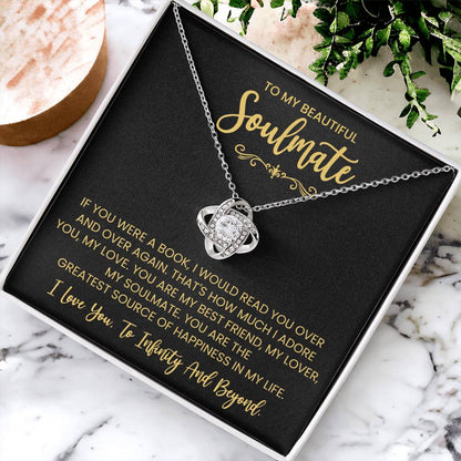 To My Beautiful Soulmate Necklace for Women, Girlfriend- My Soulmate Love Knot Necklace Gifts for Her Anniversary Future Wife You are My BestFriend My Lover Girl Friend Necklace with Card & Box