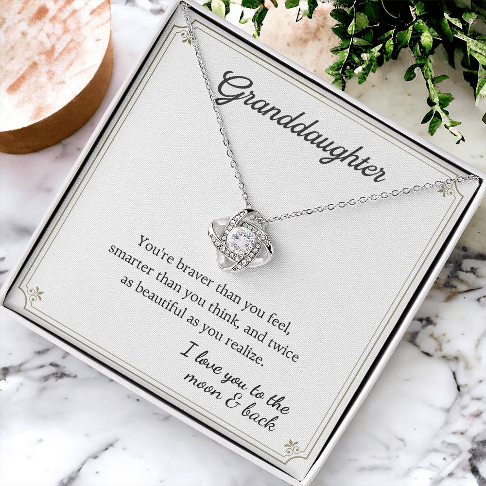 To My Granddaughter Love Knot Necklace – Braver Than You Feel — product image 3