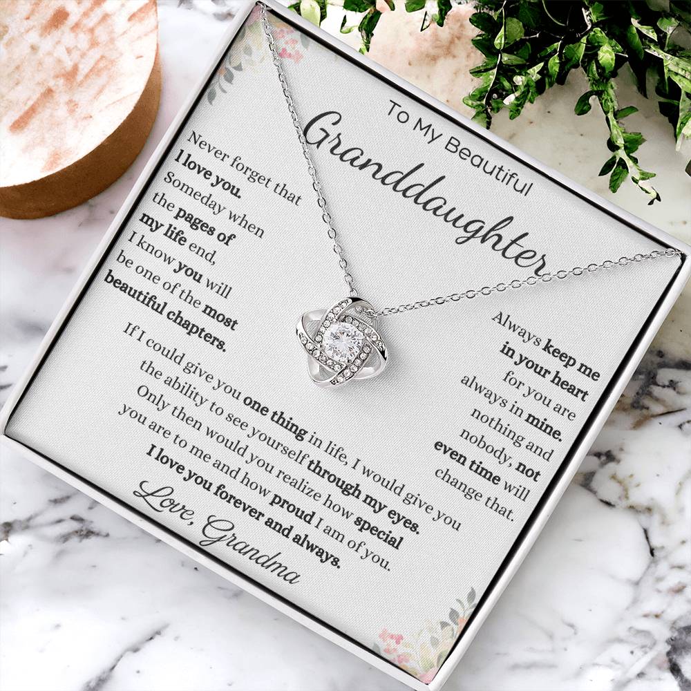 To My Beautiful Granddaughter Love Knot Necklace – Never Forget I Love You — product image 4