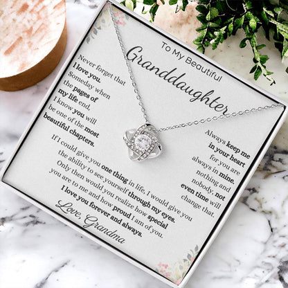 To My Beautiful Granddaughter Love Knot Necklace – Never Forget I Love You — product thumbnail 4