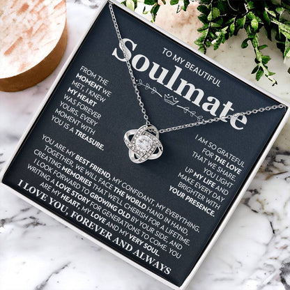 To My Beautiful Soulmate Love Knot Necklace – Together Hand in Hand — product thumbnail 4