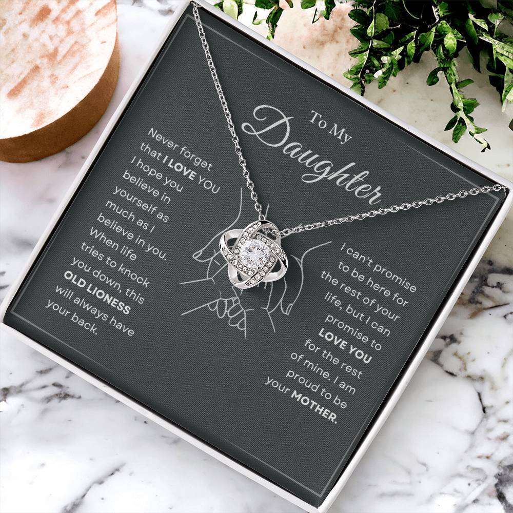 To My Daughter Love Knot Necklace – Old Lioness Gift from Mom