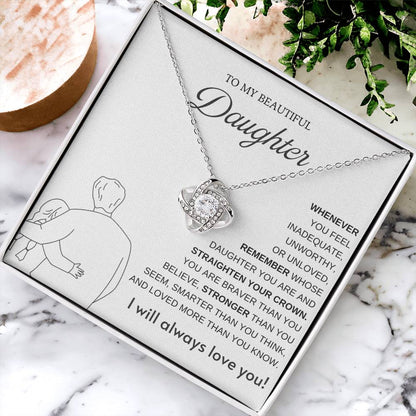 To My Daughter Love Knot Necklace – Straighten Your Crown Gift