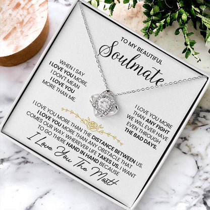To My Soulmate Love Knot Necklace – I Love You More — product thumbnail 4