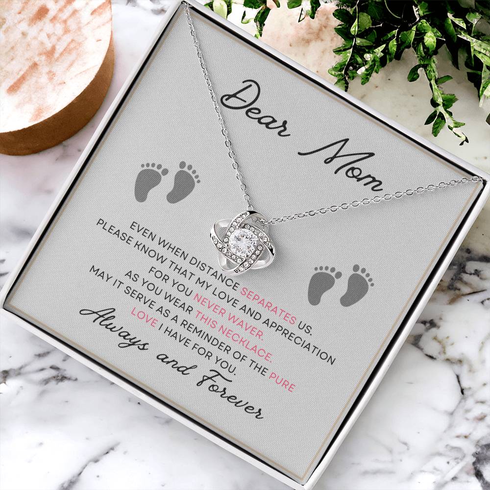 Dear Mom, Always and Forever Message Card Gift Love Knot Necklace From Daughter With Message Card Mother's Day Necklace Gift for Mom, Mother Necklace, Mom Birthday Present From Daughter