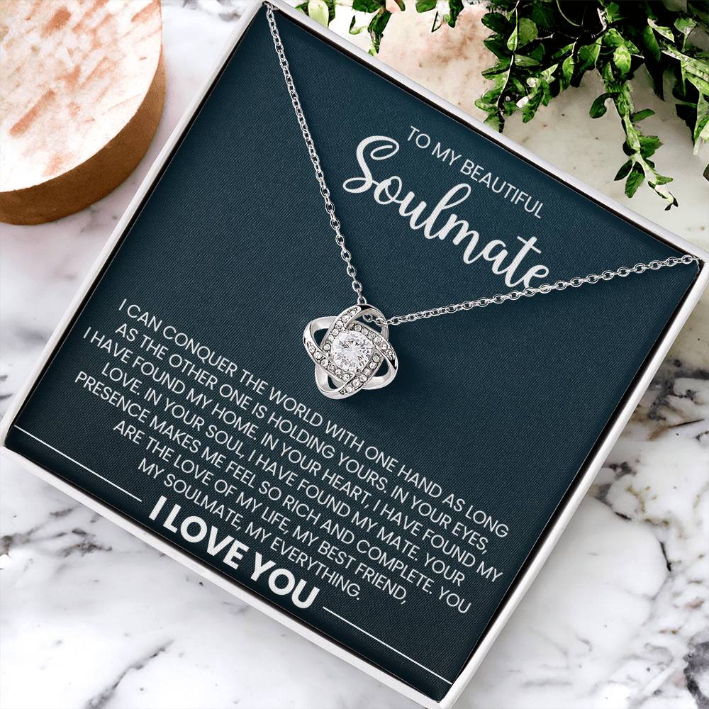 To My Beautiful Soulmate Love Knot Necklace – Conquer the World Together — product image 4