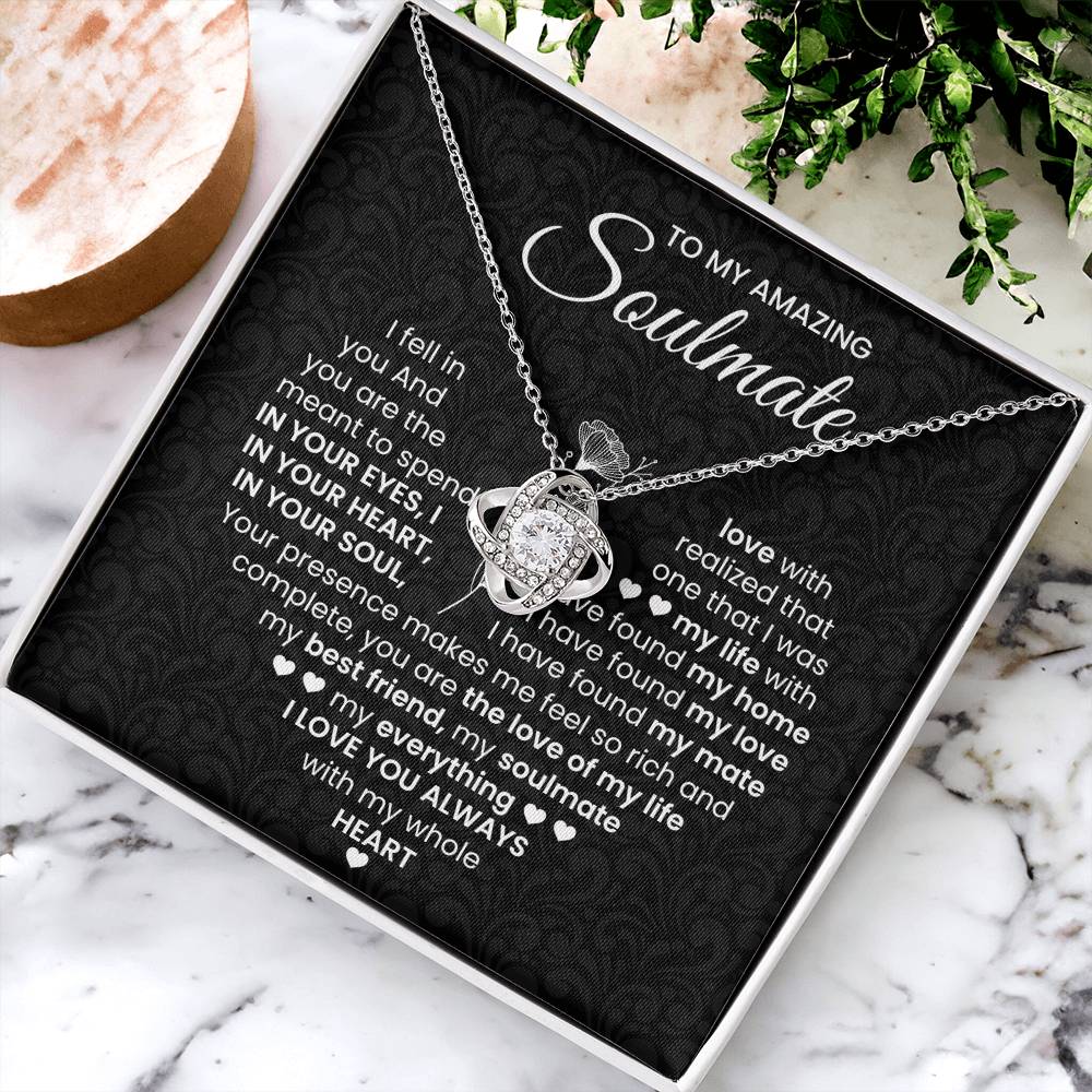 To My Amazing Soulmate Necklace for Women, Girlfriend- My Soulmate Love Knot Necklace Gifts for Her Anniversary Future Wife I Love You Always Girl Friend Necklace with Card & Box