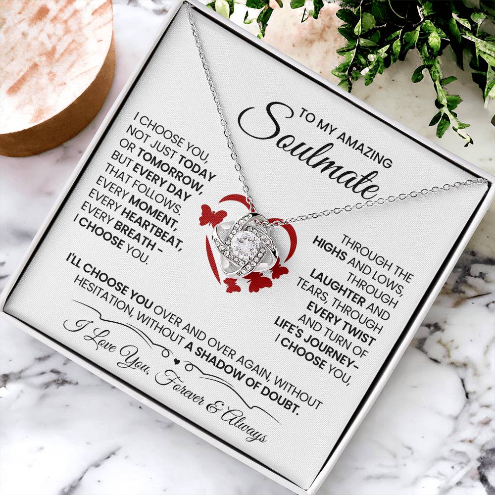 To My Amazing Soulmate Love Knot Necklace – I Choose You Always — product image 4