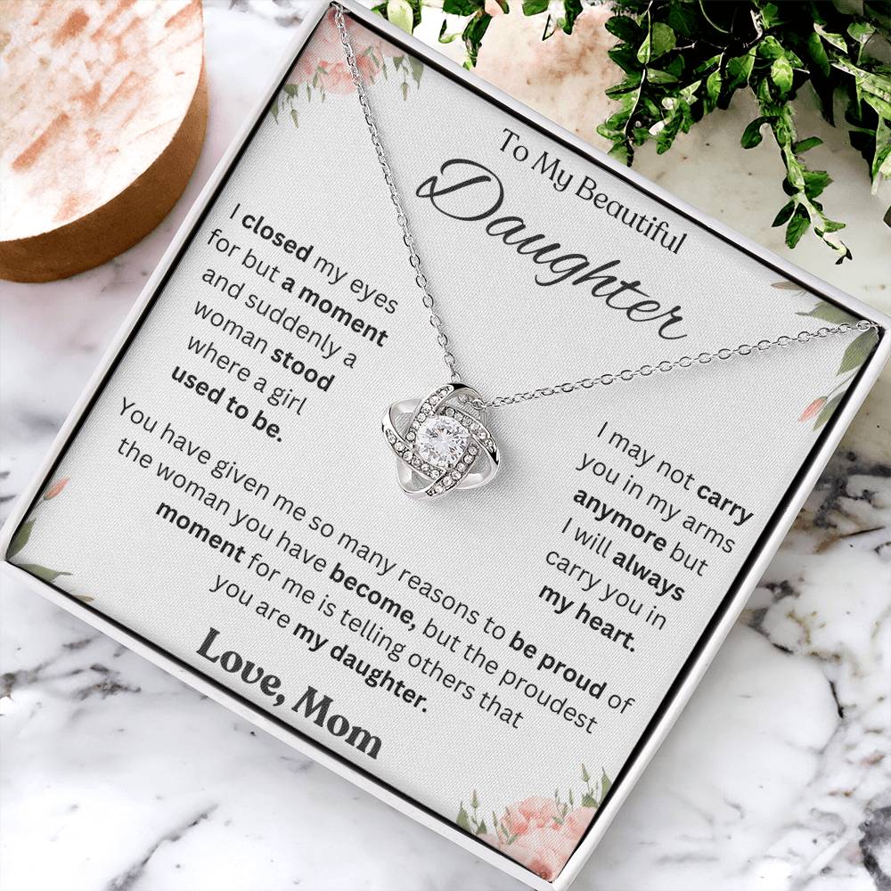 To My Daughter Love Knot Necklace – Proud of the Woman You've Become