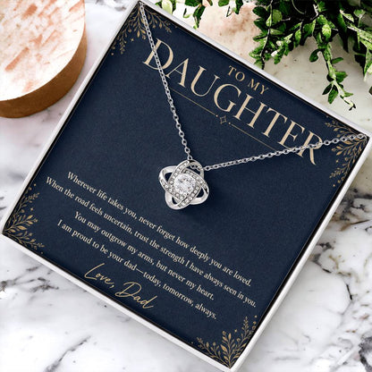 To My Daughter Love Knot Necklace – Forever Loved Gift from Dad