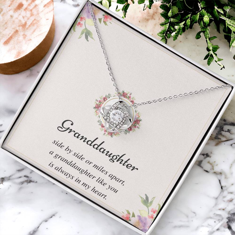 To My Granddaughter Love Knot Necklace – Side by Side or Miles Apart — product image 3
