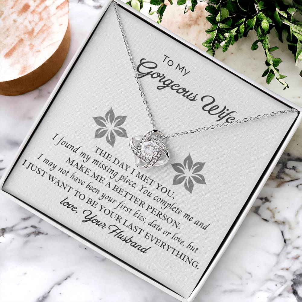 To My Gorgeous Wife Love Knot Necklace – My Missing Piece
