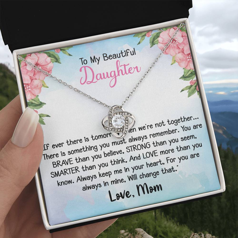 To my Daughter - Love Knot Necklace Gift for Daughter from Dad or Mom 