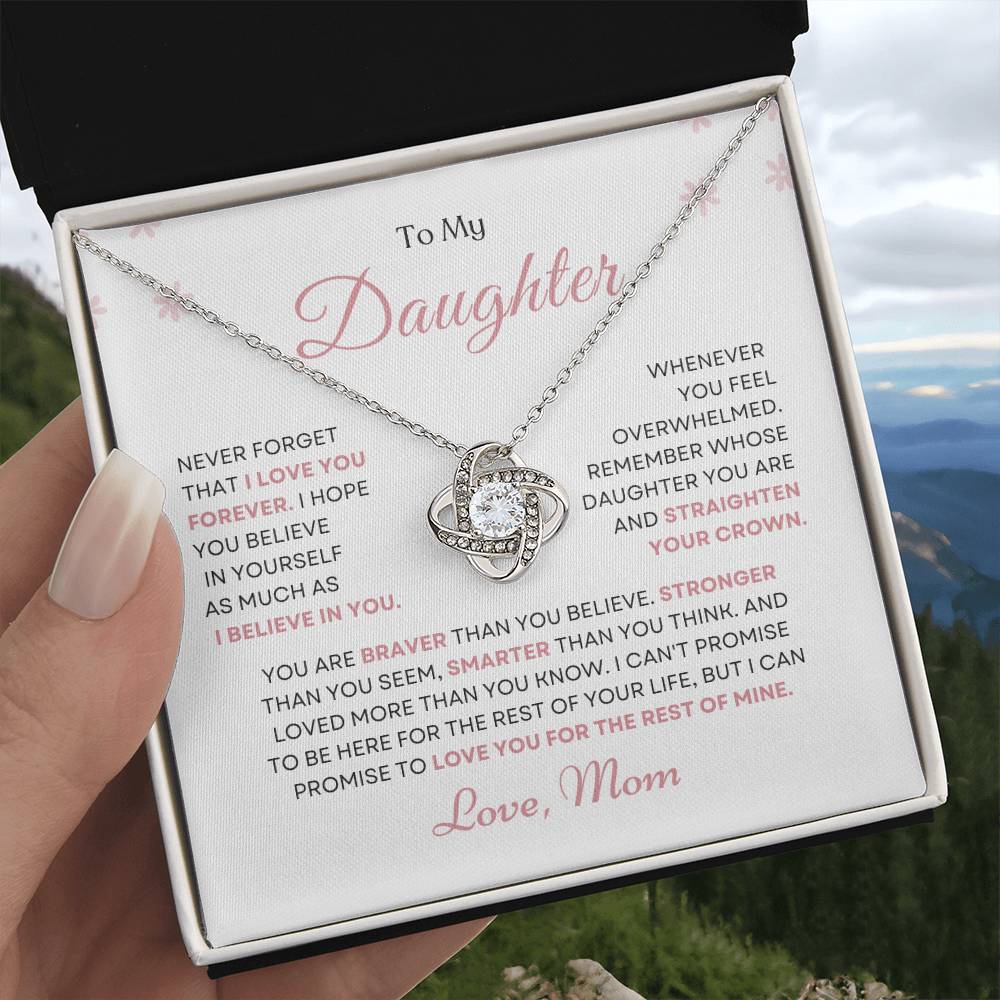 To My Daughter Love Knot Necklace – Believe in Yourself Gift from Mom