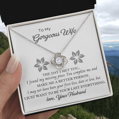 To My Gorgeous Wife Love Knot Necklace – My Missing Piece