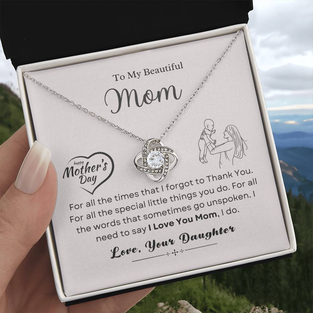 To My Mom Love Knot Necklace – Thank You Gift from Daughter