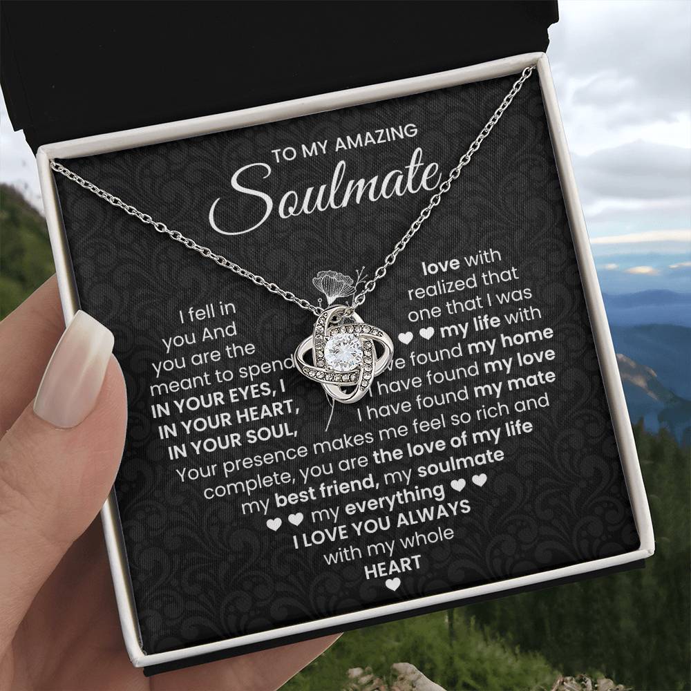 To My Amazing Soulmate Necklace for Women, Girlfriend- My Soulmate Love Knot Necklace Gifts for Her Anniversary Future Wife I Love You Always Girl Friend Necklace with Card & Box