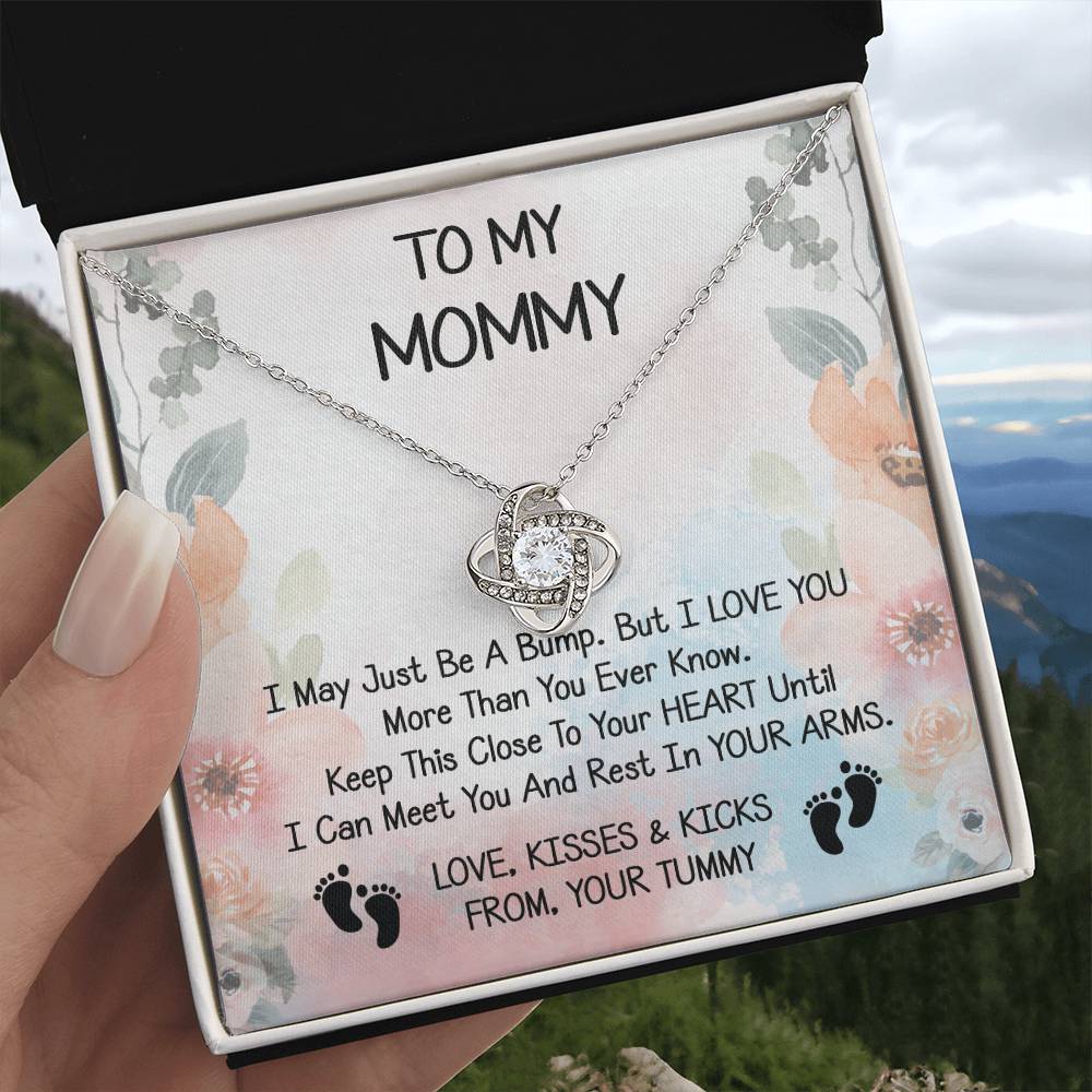 Mommy Gift Love Knot Necklace With Beautiful Message Card for New Momm