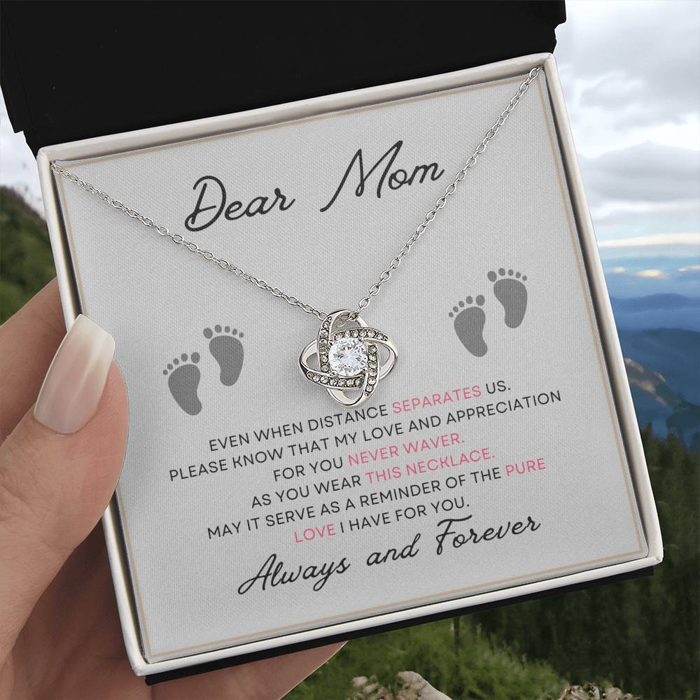 Dear Mom, Always and Forever Message Card Gift Love Knot Necklace From Daughter With Message Card Mother's Day Necklace Gift for Mom, Mother Necklace, Mom Birthday Present From Daughter