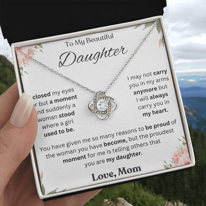 To My Daughter Love Knot Necklace – Proud of the Woman You've Become