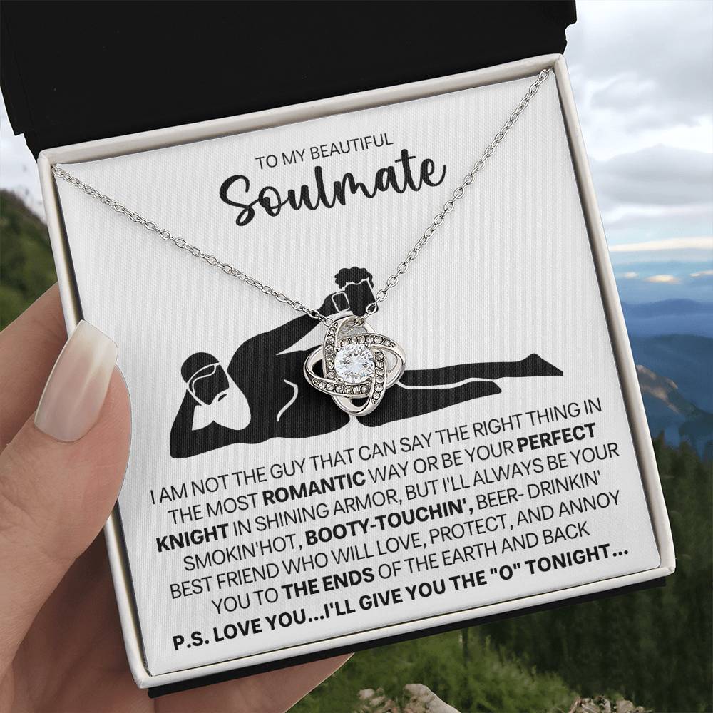 To My Beautiful Soulmate Necklace for Women, Girlfriend - My Soulmate Love Knot Necklace Gifts for Her Anniversary Future Wife Gift From Beer Lover Boyfriend to Girl Friend Necklace with Card & Box