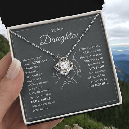 To My Daughter Love Knot Necklace – Old Lioness Gift from Mom