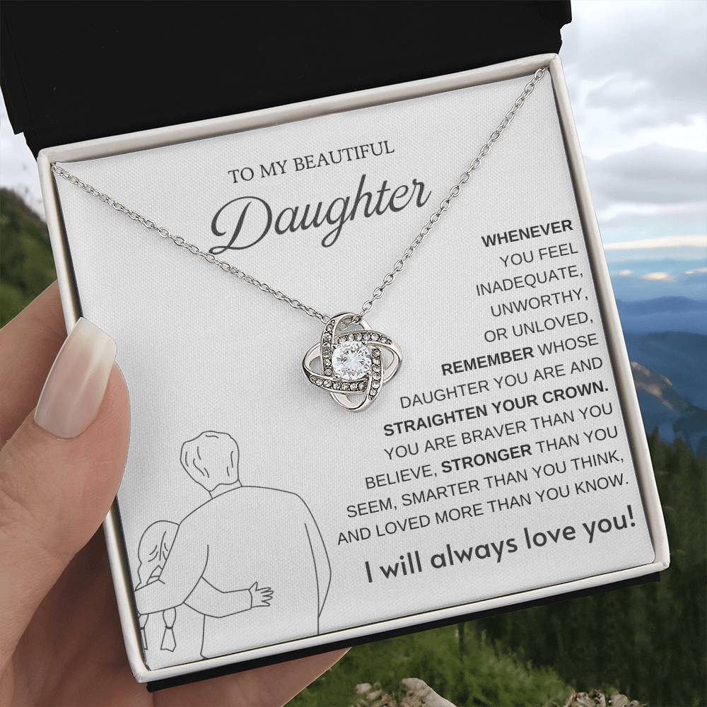 To My Daughter Love Knot Necklace – Straighten Your Crown Gift