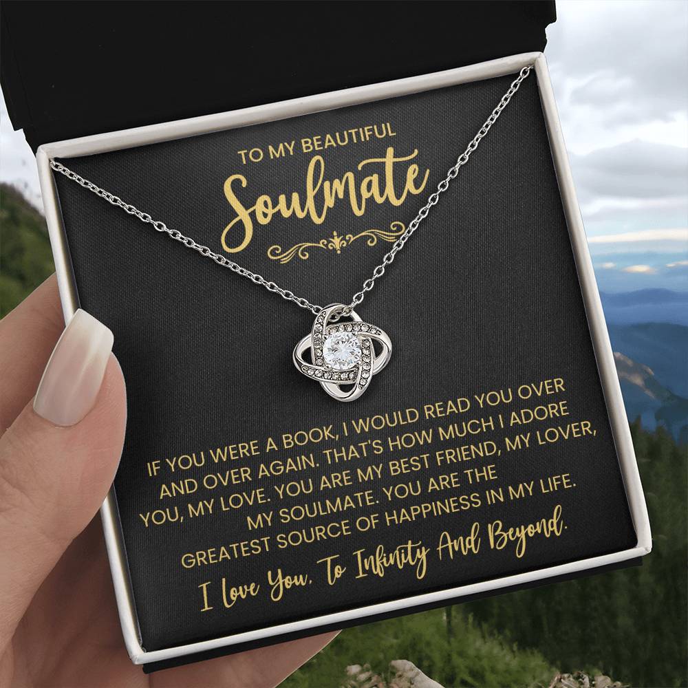 To My Beautiful Soulmate Necklace for Women, Girlfriend- My Soulmate Love Knot Necklace Gifts for Her Anniversary Future Wife You are My BestFriend My Lover Girl Friend Necklace with Card & Box