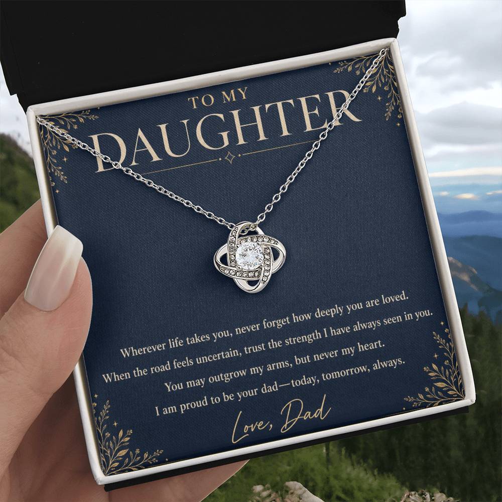 To My Daughter Love Knot Necklace – Forever Loved Gift from Dad