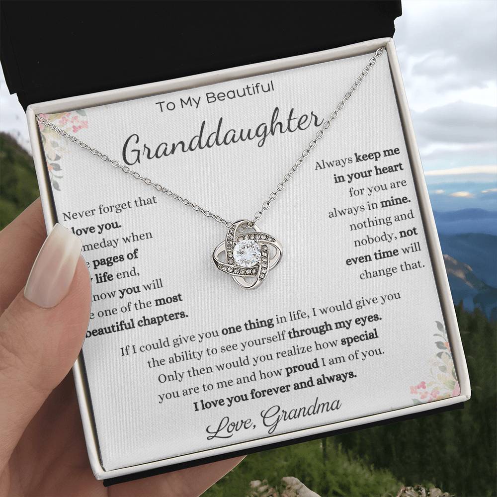 To My Beautiful Granddaughter Love Knot Necklace – Never Forget I Love You — product image 5