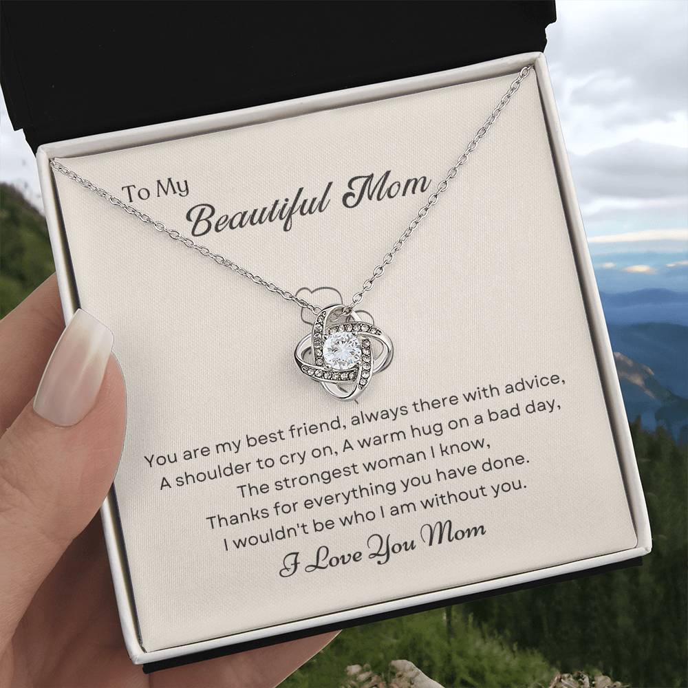 To My Mom Love Knot Necklace – My Best Friend & Strength