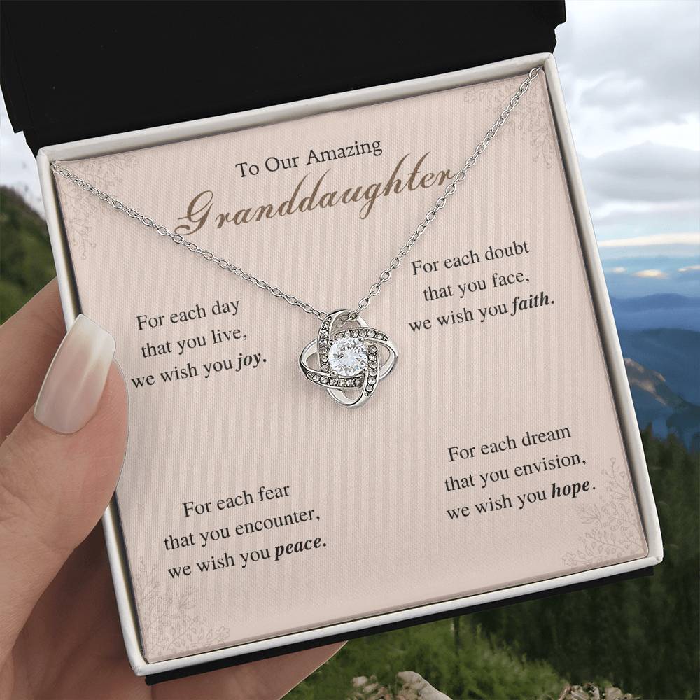 To Our Amazing Granddaughter Love Knot Necklace – Joy, Faith, Peace & Hope — product image 5