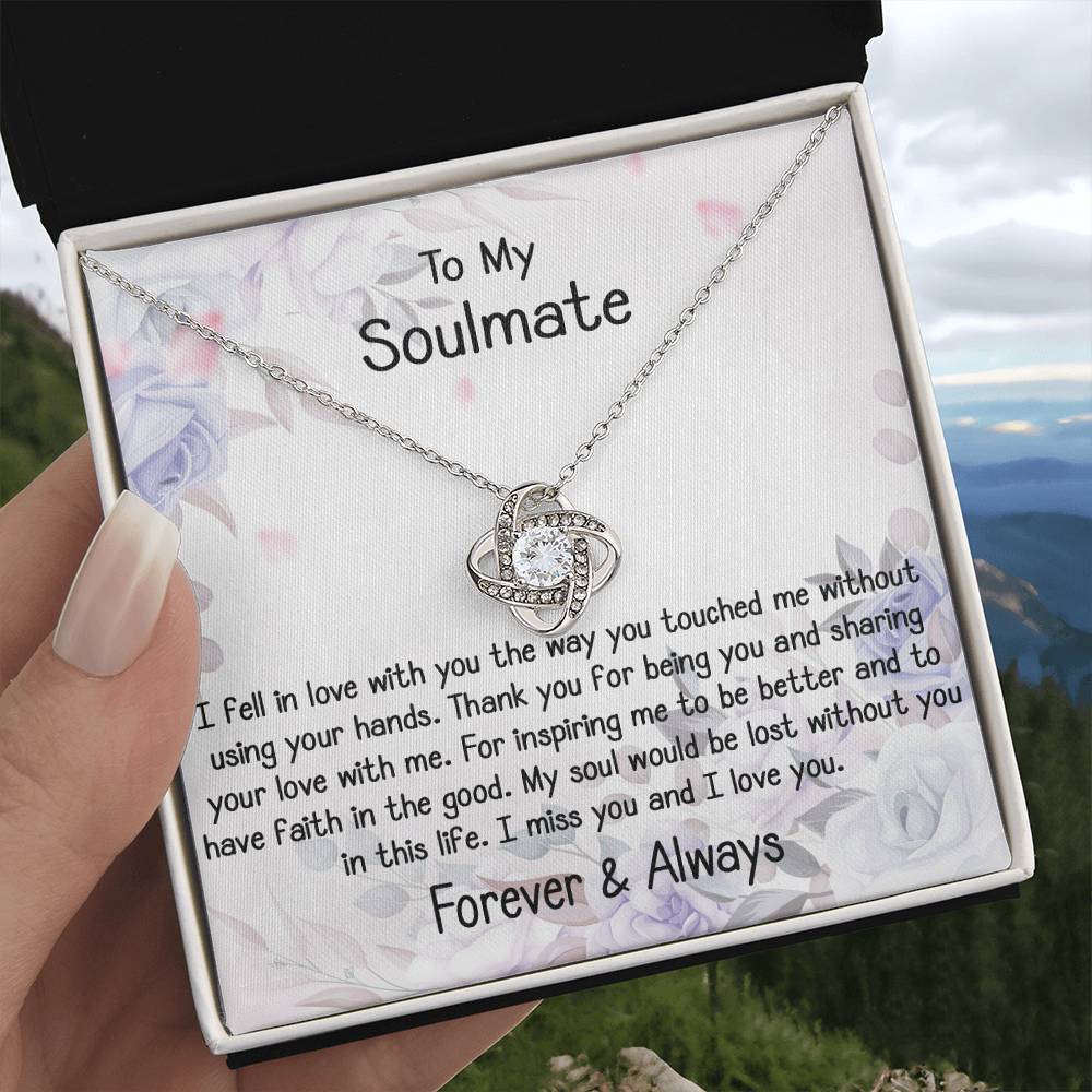 To My Soulmate Gift Love Knot Silver Necklace With Beautiful Message C