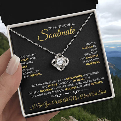 To My Beautiful Soulmate Love Knot Necklace – My Heart's Joy — product thumbnail 4