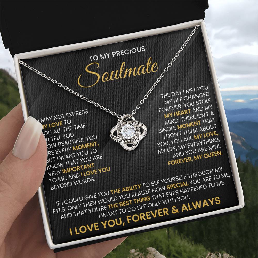 To My Precious Soulmate Love Knot Necklace – You Stole My Heart — product image 4
