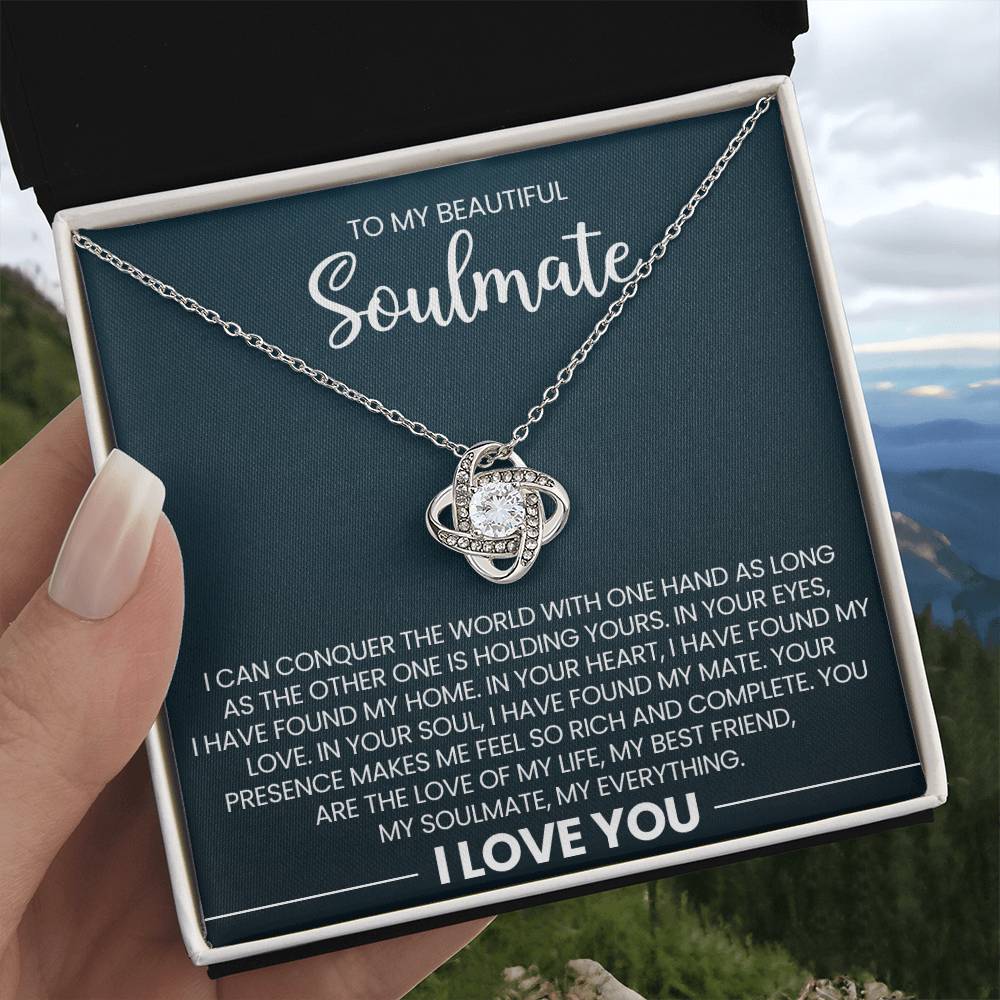 To My Beautiful Soulmate Love Knot Necklace – Conquer the World Together — product image 5