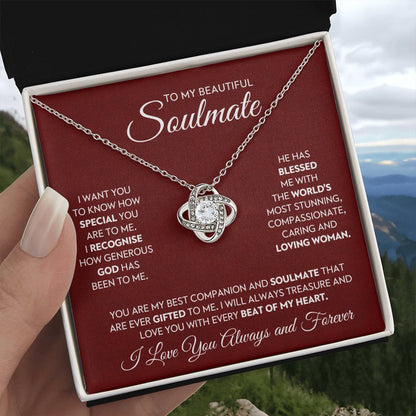 To My Beautiful Soulmate Love Knot Necklace – My Blessed Gift — product thumbnail 5