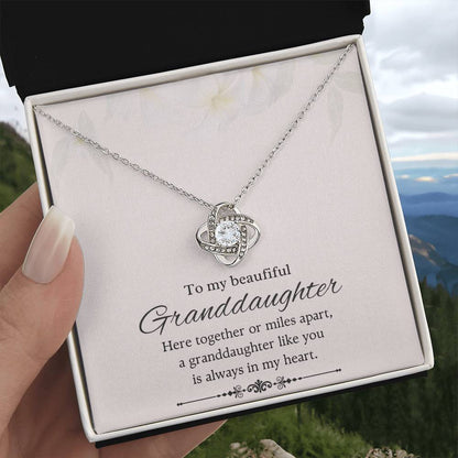To My Beautiful Granddaughter Love Knot Necklace – Together or Miles Apart — product thumbnail 5