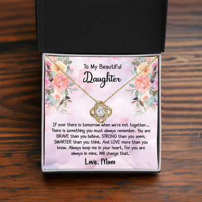 To My Daughter Love Knot Necklace Gift With Beautiful Message Card - B