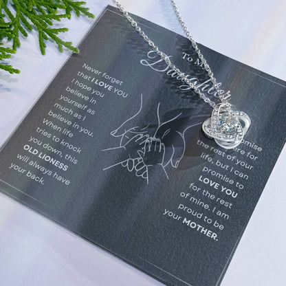To My Daughter Love Knot Necklace – Old Lioness Gift from Mom