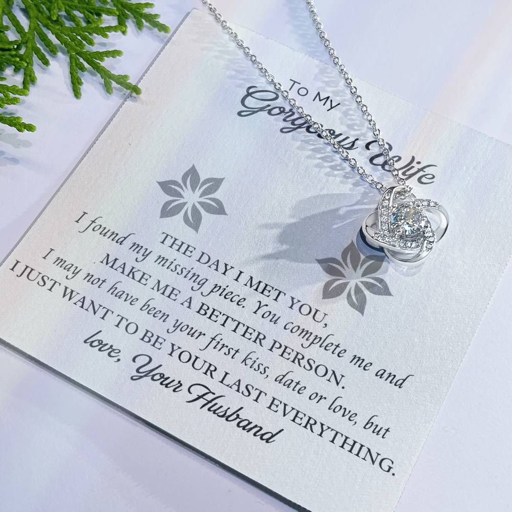 To My Gorgeous Wife Love Knot Necklace – My Missing Piece