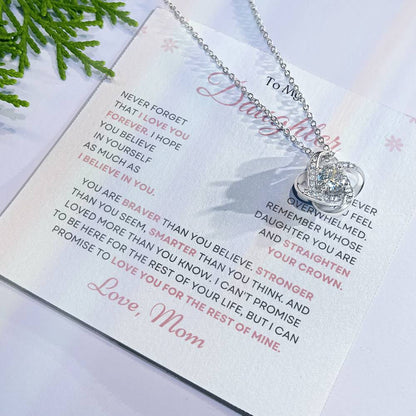 To My Daughter Love Knot Necklace – Believe in Yourself Gift from Mom