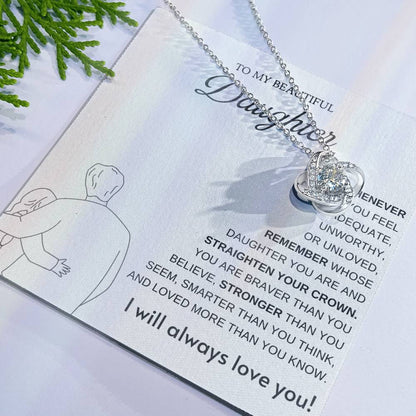 To My Daughter Love Knot Necklace – Straighten Your Crown Gift