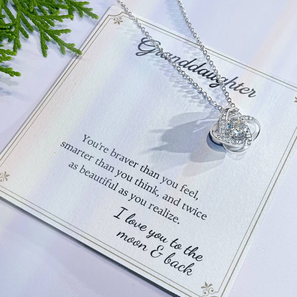 To My Granddaughter Love Knot Necklace – Braver Than You Feel — product image 24