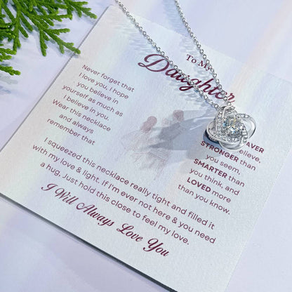 To My Daughter Love Knot Necklace – Braver, Stronger & Loved